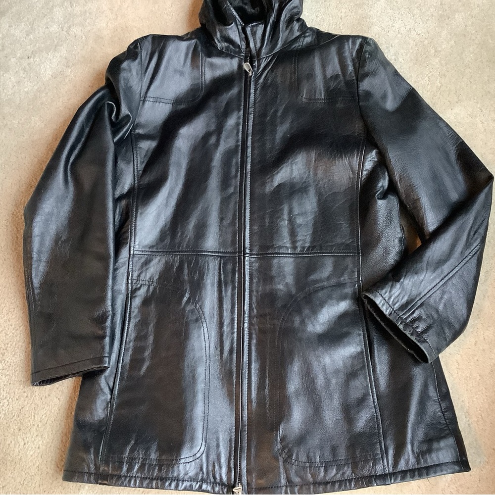 Wilsons Leather  Genuine Leather black faux fur lined longer length jack…
